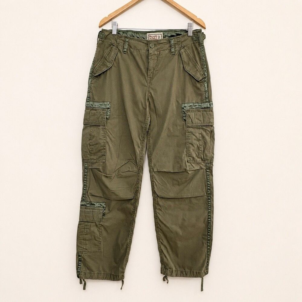 Vintage Abercrombie & Fitch Baggy Cargo Pants Womens Sz 10 Paratrooper 90s Y2K
